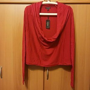 EXPRESS COWL NECK DARK PINK (RASPBERRY) LONG SLEEVE SWEATER, SZ M, NWT